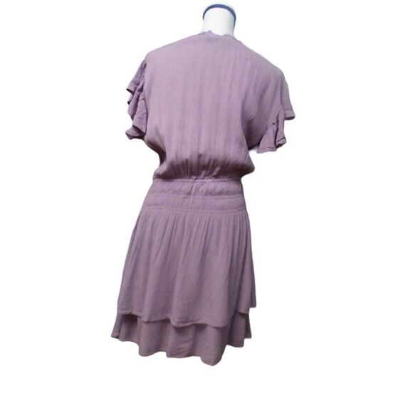 RDI Women’s Flutter Sleeve , Tie Front, Elastic Waist Gauze Crinkle Mini Dress, - Picture 3 of 10